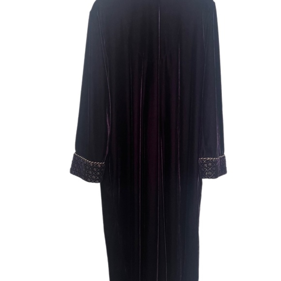 Regal Velvety front Zip Embroidered Cuffs granny robe lounge comfort gown - Picture 4 of 5